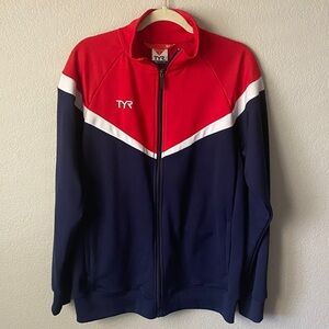 TYR Navy and Red Chevron Zip Track Jacket